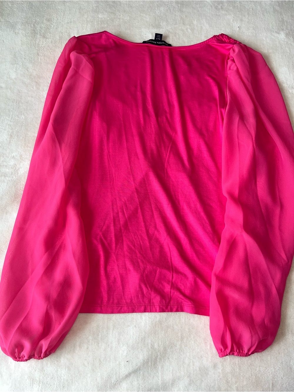 Boston Proper Hot Pink Scallop Lace V-Neck Long Sleeve Blouse Small - Picture 12 of 14